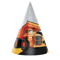 Big Dig Construction Cone Shaped Party Hats 8 Pack