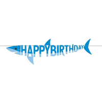 Shark Happy Birthday Shaped Ribbon Banner 