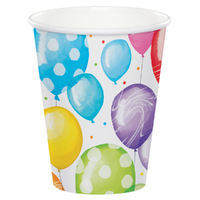 Balloon Bash Birthday Paper Cups 8 Pack