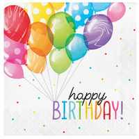 Balloon Bash Birthday Lunch Napkins 16 Pack