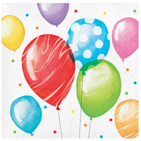 Balloon Bash Birthday Beverage Napkins 16 Pack