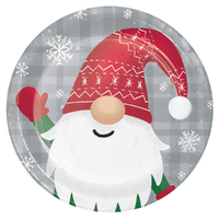 Christmas Holiday Gnomes Paper Lunch Cake Dessert Plates 8 Pack