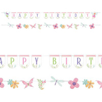 Fairy Forest Shaped Happy Birthday Ribbon Banner 