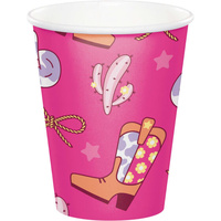Pink Cow Girl Paper Cups 8 Pack