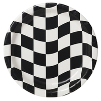 Car Racing Black & White Checkered Paper Lunch Plates 8 Pack