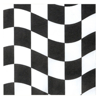 Car Racing Black & White Checkered Beverage Napkins 18 Pack