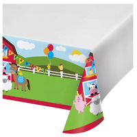 Farmhouse Barnyard Plastic Tablecover 