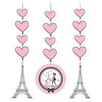 Party in Paris Hanging String Decoration Cutouts 3 Pack