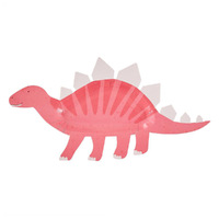 Dino Pink Dinosaur Shaped Paper Plates 8 Pack