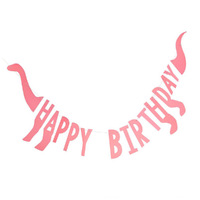 Dinosaur Pink Dino Shaped Happy Birthday Bunting Banner