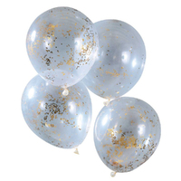 Christmas Gold Glitter Star Confetti Latex Balloons 5 Pack