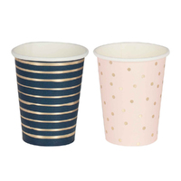 Gender Reveal Gold Foiled Pink And Navy Mixed Cups 8 Pack