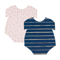 Gender Reveal Gold Foiled Pink And Navy Baby Jumpsuit Shaped Napkins 16 Pack