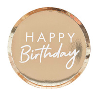 Gold Foiled Happy Birthday Dinner Plates 8 Pack