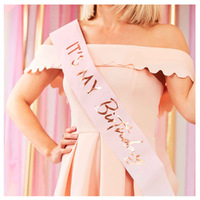 Rose Gold Foiled It's My Birthday Pink Ombre Sash x1