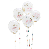 Christmas Merry Everything Confetti Latex Balloons 5 Pack