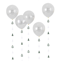 Christmas Nordic Noel Balloon 5 Pack With Balloon Tails