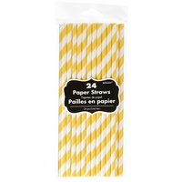 Yellow Paper Straws 24 Pack