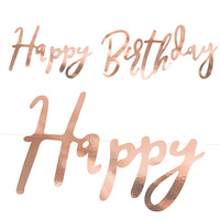 Rose Gold Happy Birthday Script Banner 