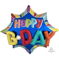 Happy Birthday 3-D Star Burst Foil Balloon