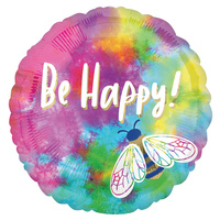 Be Happy Tie-Dye 45cm Standard Foil Round Balloon