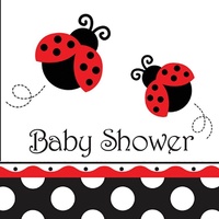 Ladybug Party Supplies - Fancy Baby Shower Lunch Napkins 16 Pack