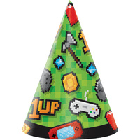 Game On Party Supplies Party Hats 8 Pack