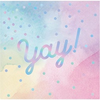Rainbow Pastel Party Supplies "YAY" Beverage Napkins 16 Pack