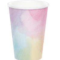 Iridescent Rainbow Pastel Cups 8 Pack Colours of Pink Mauve Green Blue Yellow