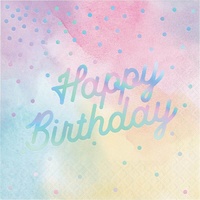 Rainbow Pastel Party Supplies Happy Birthday Lunch Napkins