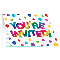 Rainbow Party Supplies - Rainbow Foil Invites 8 Pack