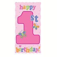 1st Birthday Girl Party Supplies Fun at One Girls Door Banner