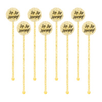 New Years Eve Party Supplies Gold Glitter Drink Stirrers 18 Pack Sip Sip Horray!!