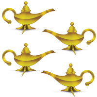 Arabian Nights Party Supplies 3-D Foil Lamp Centerpieces 4 Pieces in Total