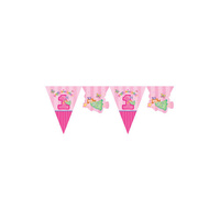 1st Birthday Girls Party Supplies Fun at One Girl Flag Hanging Banner