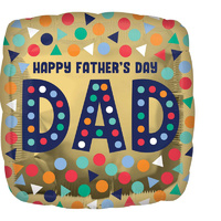 Happy Father's Day Dad Square Colourful Foil Balloon