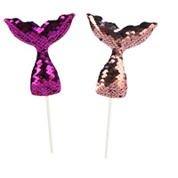 Mermaid Party Supplies Sequined Mermaid Tail Picks 4 Pieces