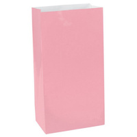 Pink Party Supplies Pale Rose Colour Paper Treat Loot Favour Bags x12