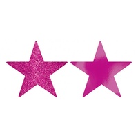 Hollywood Party Supplies Pink Star Cutouts Glitter & Foil 2 Sided 5 Pack