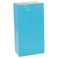 Caribbean Blue Party Supplies Paper Loot Bags 12 Pack