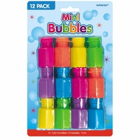 Mini Bubbles Party Favours Loot Bag Fillers Rainbow Colours Pack of 12 