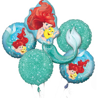 Disney Little Mermaid Ariel 5 Foil Balloon Bouquet
