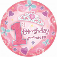 1st Birthday Princess Paper Dessert Plates 18Pk