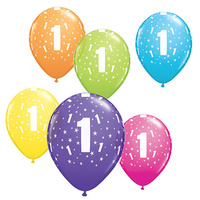 1st Birthday Party Supplies Stars Age 1 Latex Balloons 6 Pack