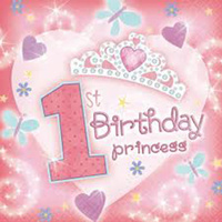1st Birthday Princess Paper Napkins 36Pk