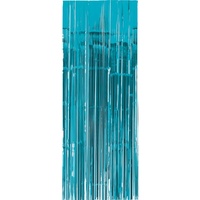 Caribbean Blue Metallic Foil Door Curtain