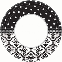 Black & White Party Supplies - Damask & Dots Dinner Plates 18 pack