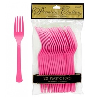 Bright Pink Plastic Forks 20 Pack