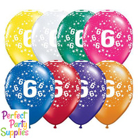6th Birthday Star Balloons [ Colour: Orange ]