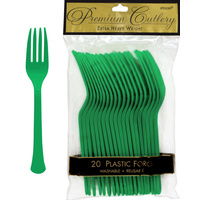Festive Green Plastic Forks 20 Pack